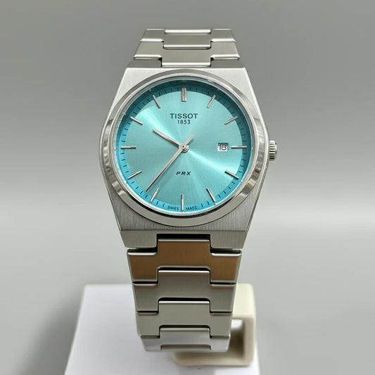 Front view of Tissot PRX 35mm Watch – Tiffany Blue Dial